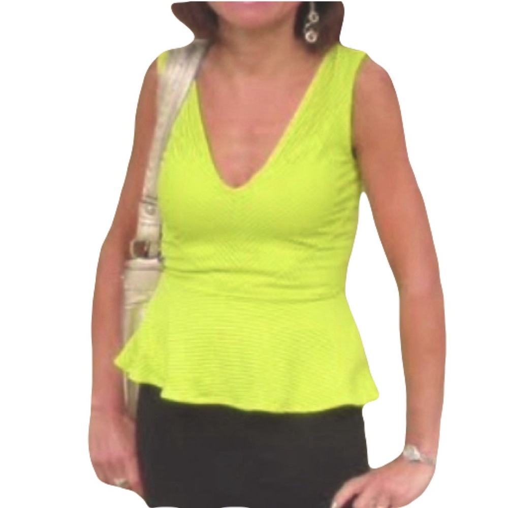 Bebe Neon Yellow Peplum Top XS